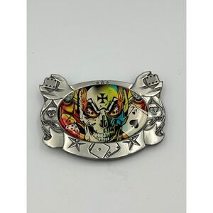 D.Vicente Skull Dice‎ Ace Belt Buckle Colorful Tattoo Iron Cross Biker